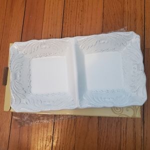 Ceramic 2 section serving dish 12 x 6